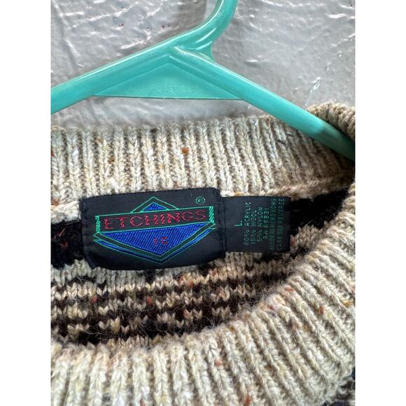 Etchings Vintage 90s Men's Wool Blend Stripe Grandpa Sweater Size Large - Picture 2 of 4